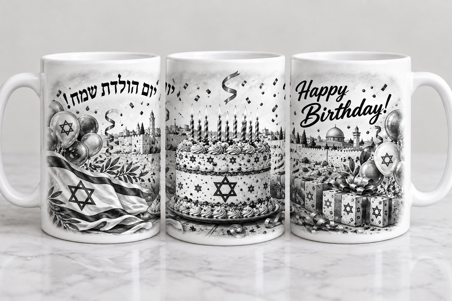 Jerusalem themed Happy Birthday mug preview